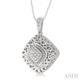 1/20 Ctw Cushion Shape Single Cut Diamond Pendant in Sterling Silver with Chain